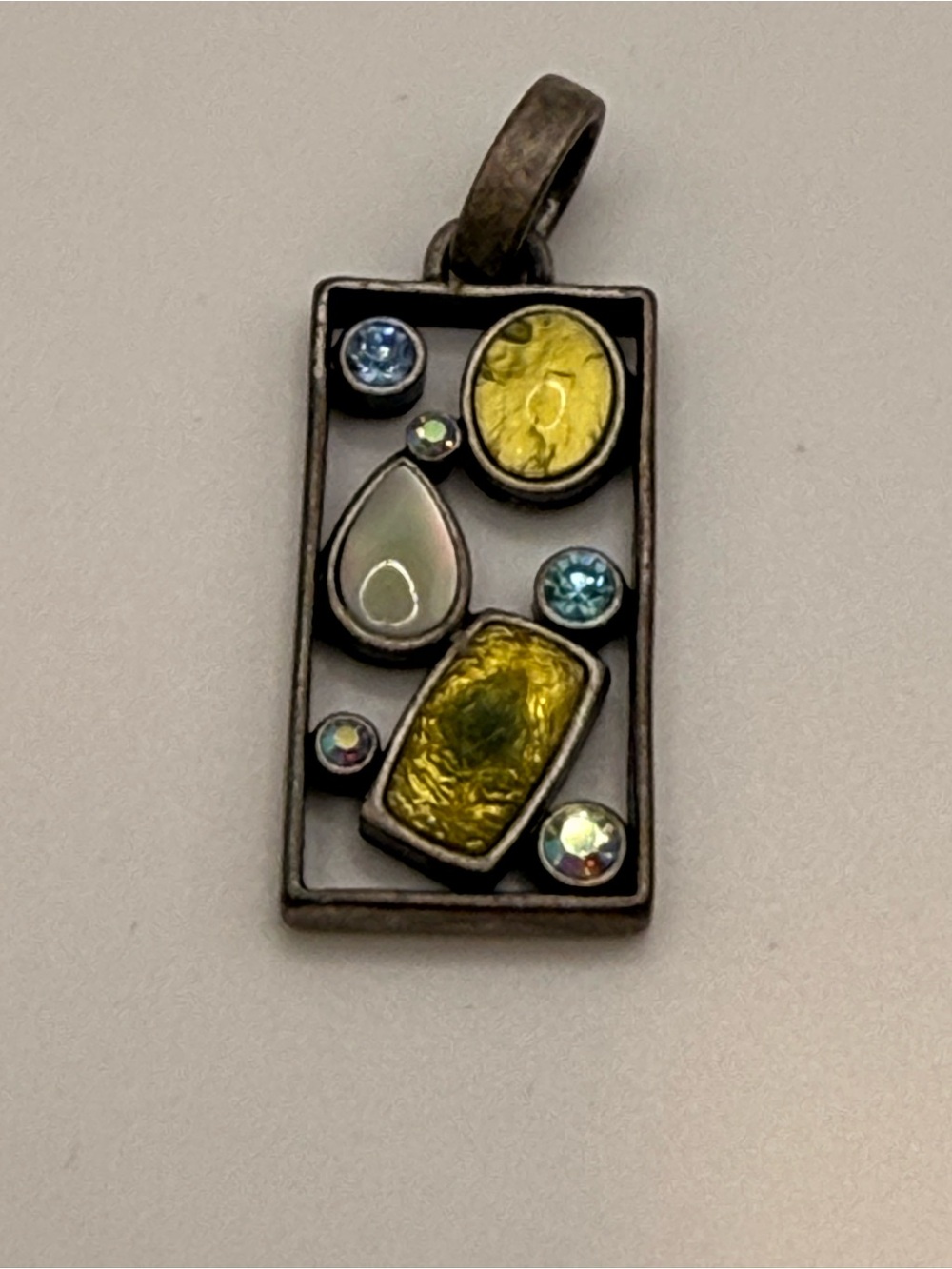 Lia Sophia Retired Mint Cream Multi-Stone Pendant